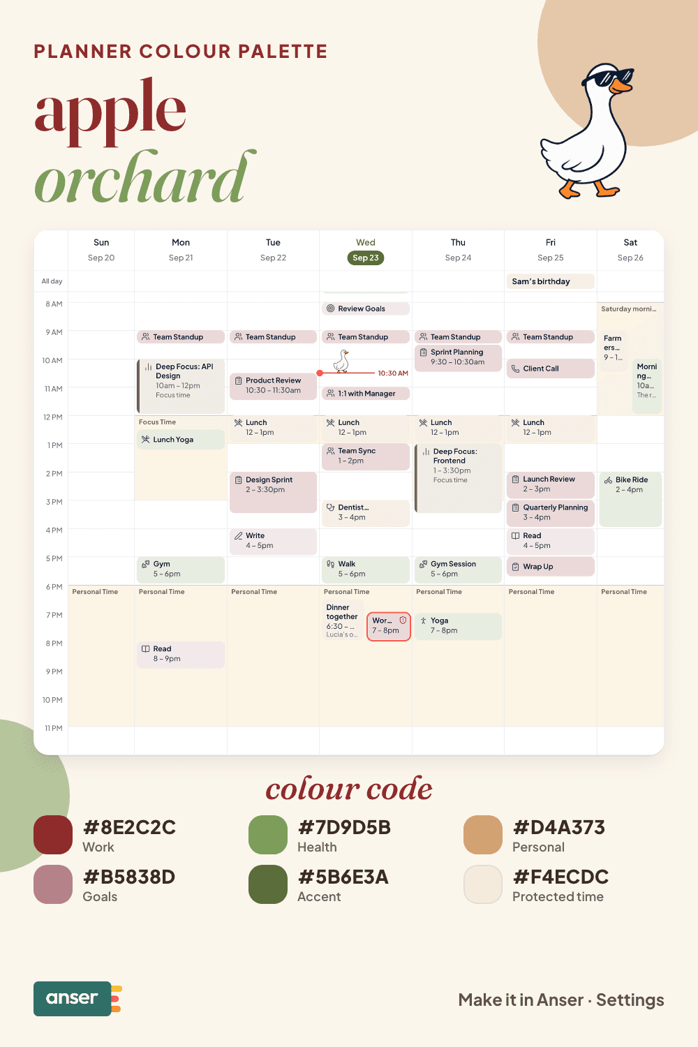 Apple orchard planner palette