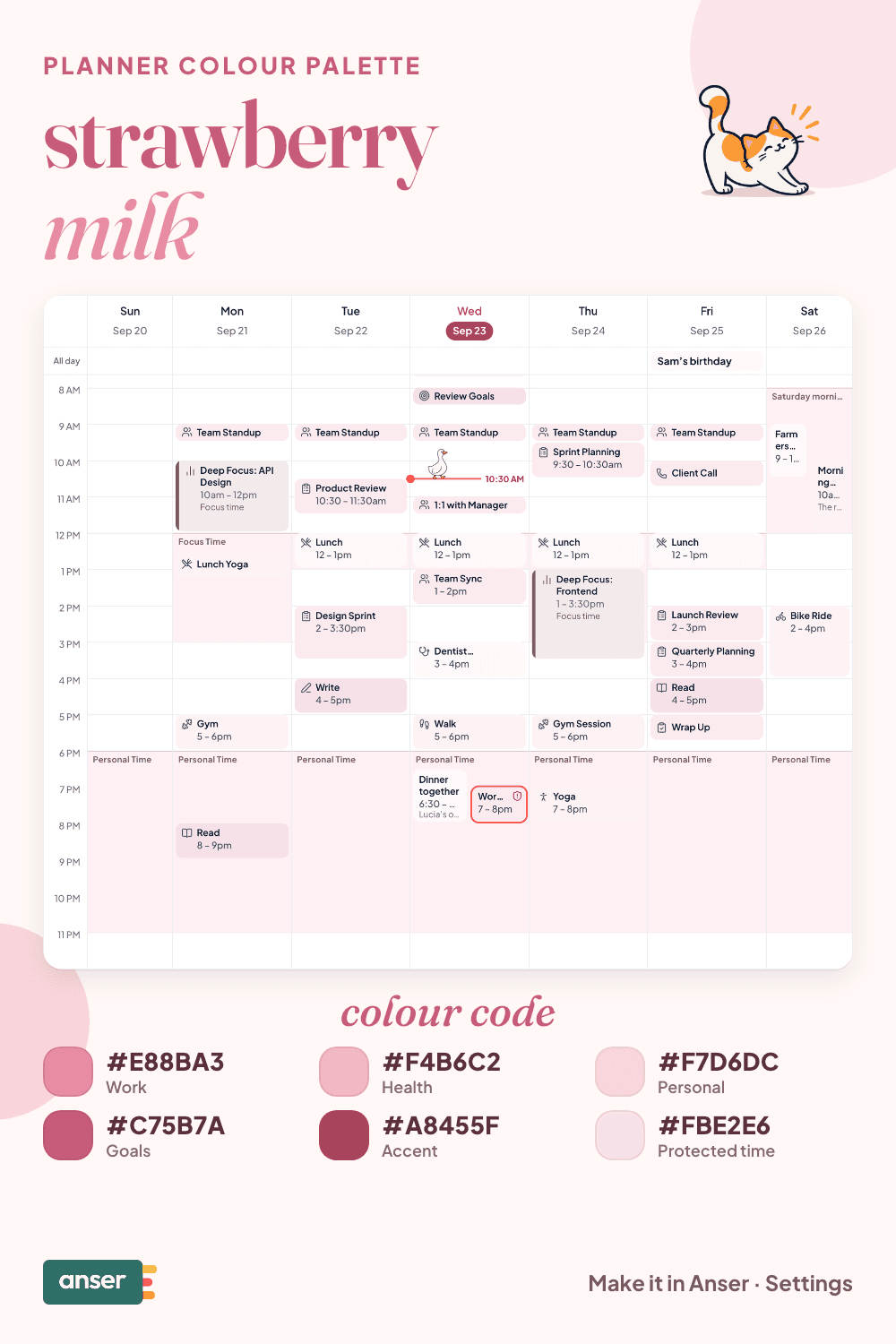 Strawberry milk planner palette